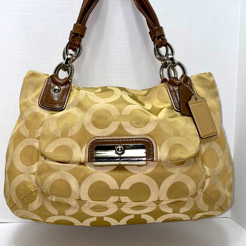 COPY - 🔥Coach Madison Maggie Shantung Shoulder Bag in Cream and Brown with dust…